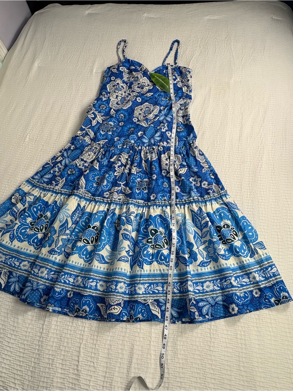 FARM Rio Blue & White Floral Tiered Sundress with Spaghetti Straps - Picture 6 of 11